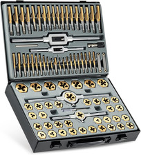 86Pc Tap Die Set SAE Metric Titanium Coated Steel Threading Tool Kit Mechanics