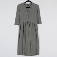 Roolee Striped Henley Midi Dress Womens Small Grey Empire Waist Casual Staple