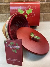 LONGABERGER 2011 LITTLE HOLLY BERRY BASKET/LID/LINER/PROTECTOR/TAG/ORIGINAL BOX!