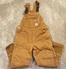 Carhartt R41-BRN Brown Canvas Cotton Insulated Bib Overalls Men's 38x30