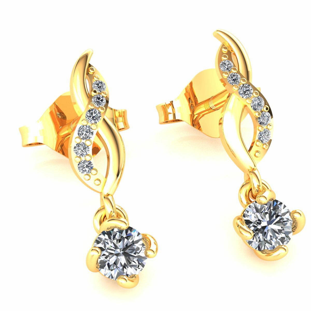 [PRIMAUTE] IU着用☆ROUND DROP RING-B Earrings 全3色 Signature Duo Drop Earrings in Yellow Gold | 1.50ct Per