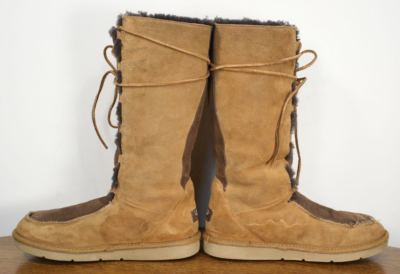 Tall UGG Whitley Moccasin Boots. Sheepskin Suede Leather