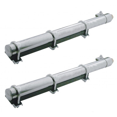 Quarter Fender Tube Brackets w/ U-Clamps (PAIR) 2x28 Chromed Stainless Steel