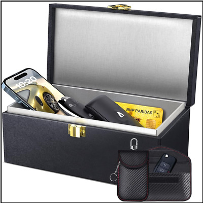 Faraday Box Autoschlüssel Schutzbox Leder Schwarz XL