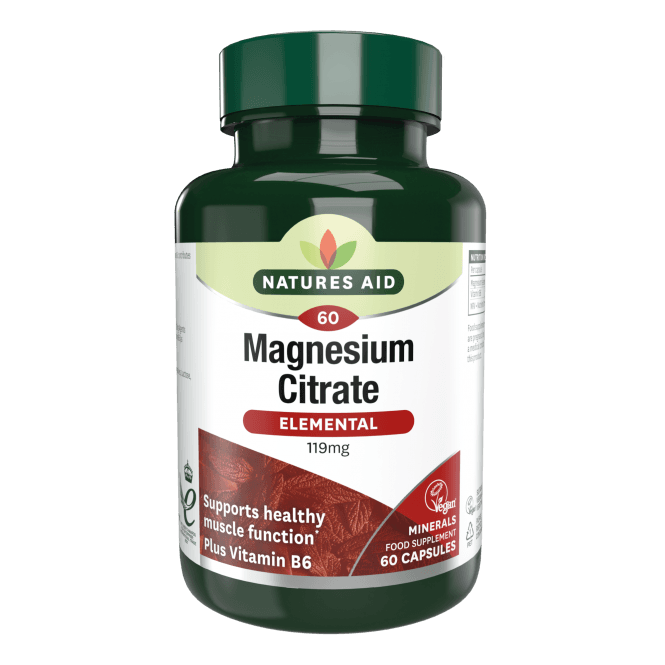 Magnesium Citrate 119mg Elemental + Vitamin B6 x 60 Capsules; Natures Aid