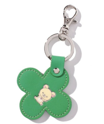 Rilakkuma Leather Keychain Clover-shaped Korilakkuma Green San-X JP LTD Original