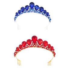 Blue /Red Tiara Crown Hair Accessory Tiara Crystal Rhinestone Silver Bridal 1106