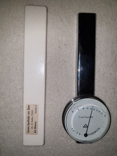 Thies Proben Hygrometer in Holzschachtel, Metall; 21,5 cm hoch, 8 cm breit - Foto 7 di 7