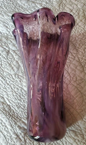 Vintage Murano ? Amethyst Purple Art Glass Hand Blown Vase
