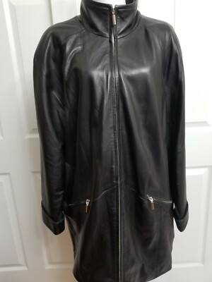 Vintage Style Lord Taylor 100% Soft Leather Women's Jacket Black Size  16-18