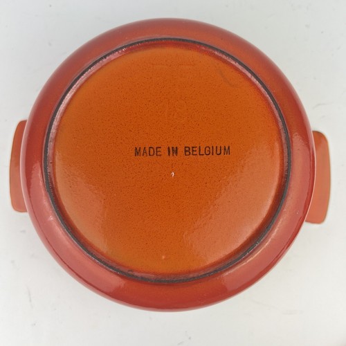 Vtg TRIANON Cast Iron Enamel Dutch Oven Belgium 17-B 18 Flame Orange Descoware - Picture 11 of 12