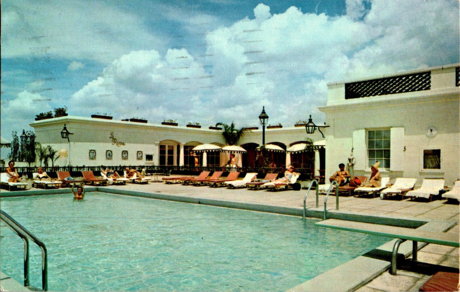 Piscina en la azotea, Royal Orleans Hotel, Nueva Orleans, Louisiana LA 1965 postal