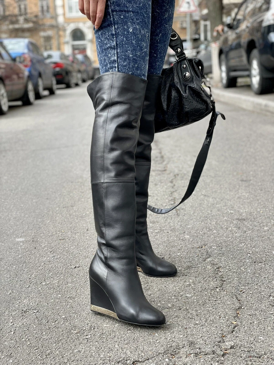 vintage chanel patent leather boots