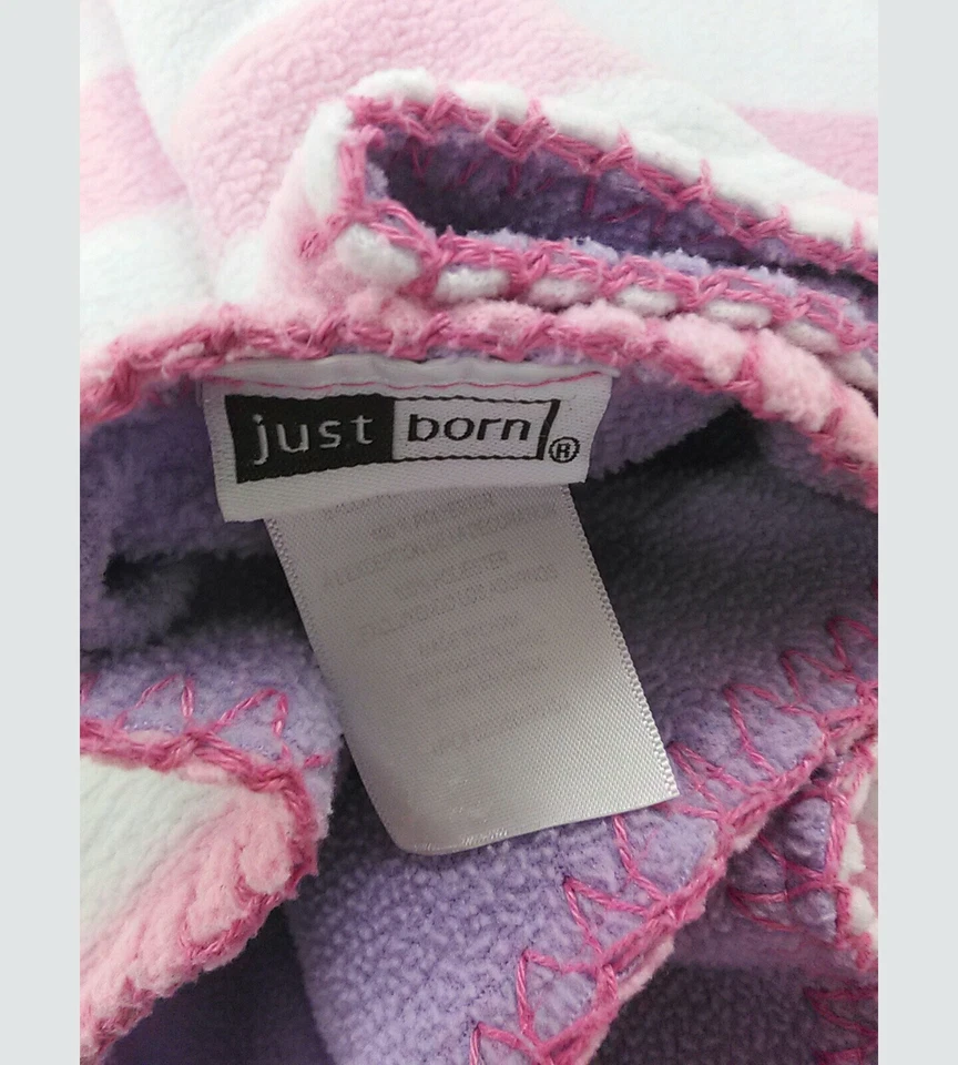 Manta bebé recién nacido Ladybug rosa blanco rayas púrpura niña B19 Foto 3 de 3