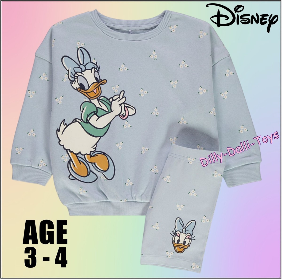 Girls Age Disney Daisy Duck Blue Sweatshirt Top Shorts Set