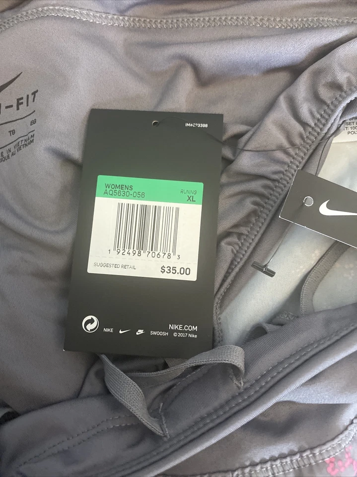 NIKE Women's DRI-FIT Running/Gym/Track Shorts Gray Draw String Lined Size XL - Image 4 of 4