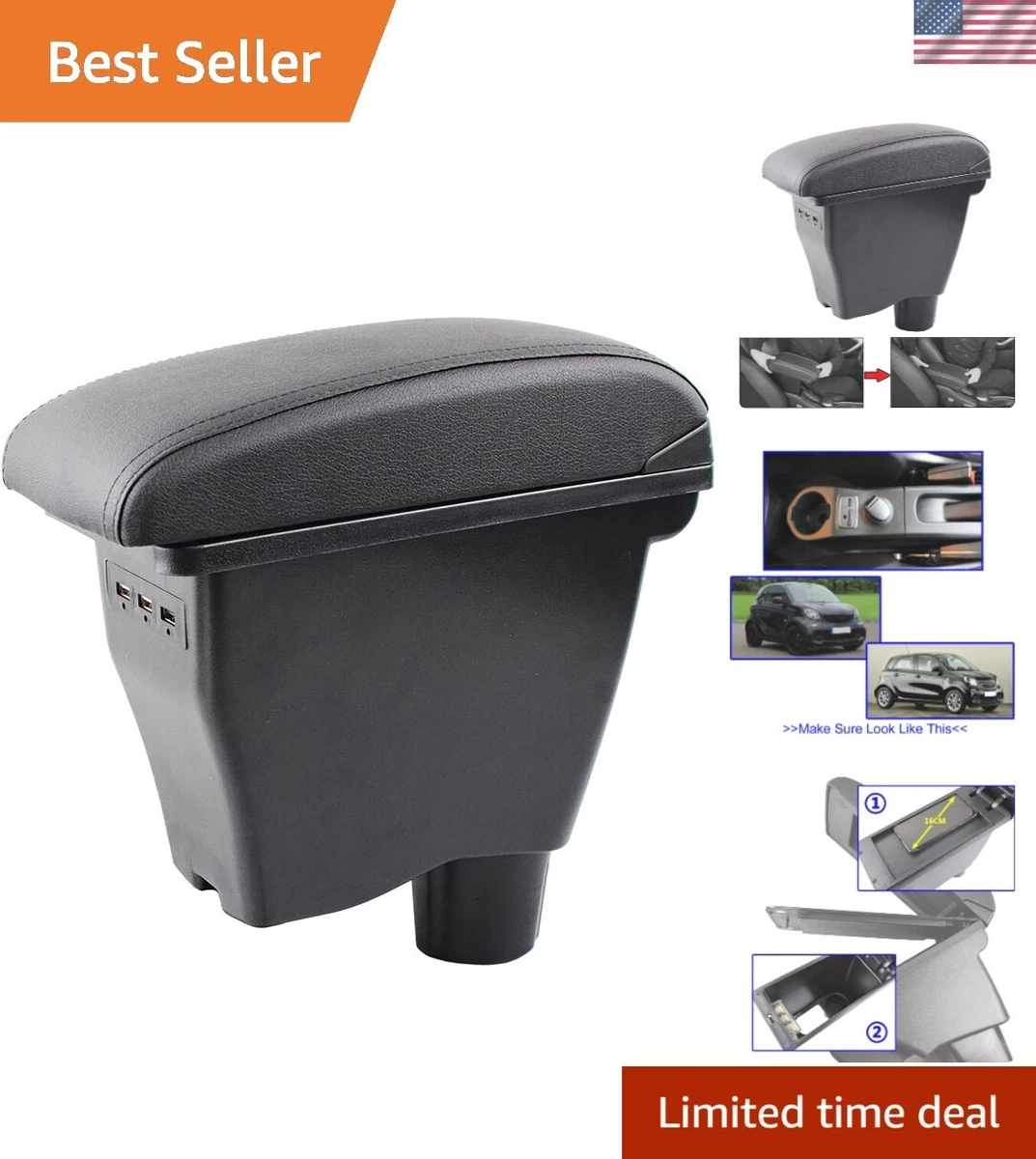 Boîte De Rangement Centrale Pour Smart Fortwo/Forfour 2016-2021 - Range Tout Près Du Frein à Main