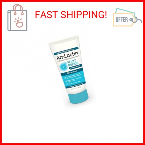 AmLactin Foot Repair Cream - 3 oz Foot Cream for Dry Cracked Heels with 15% Lact