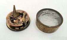 Antique Brass Vintage Nautical Sundial Pocket Compass Collectible Maritime Gift