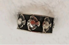 Vintage Sterling Silver 925 Carved Fish Eternity Band Ring Size 6.75 New 