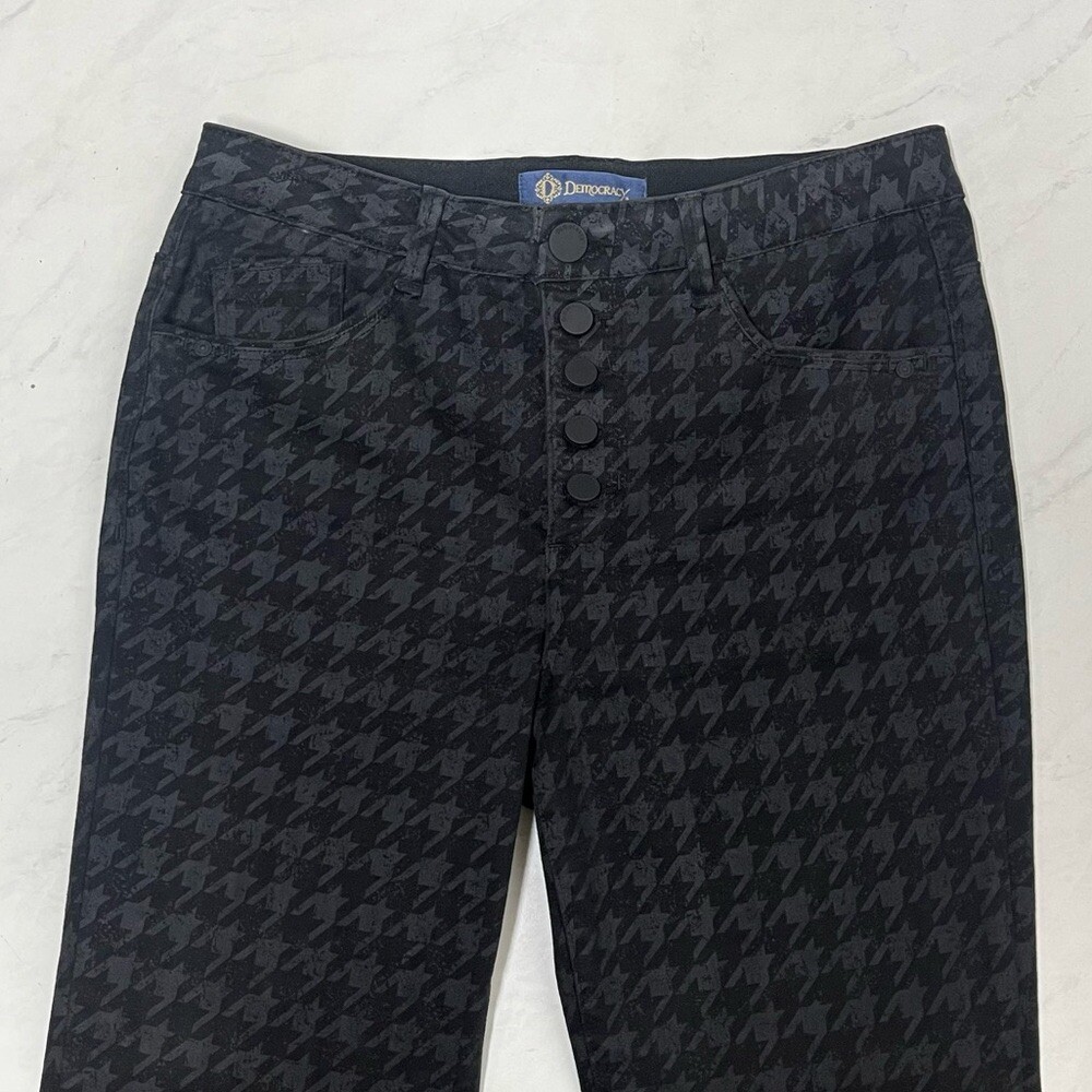 Democracy Black Gray Houndstooth Pattern Button F… - image 3