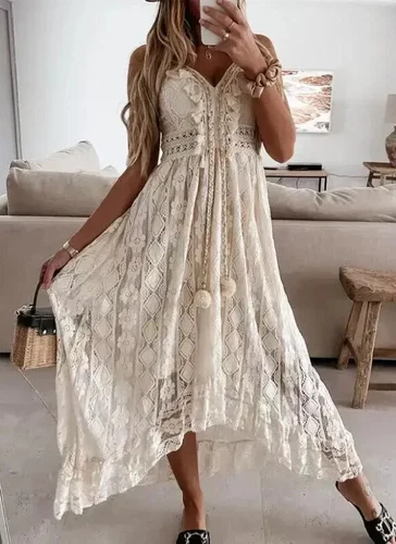 Bohemian Style Tassel Lace Party Dress Dance Wear Sexy Elegant Long Dresses...