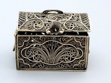 Antique Sterling Silver Filigree Miniature Besamim Snuff Box Jewish Judaica