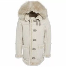JORDAN CRAIG DENALI SHEARLING JACKET COAT LIGHT GREY CREAM ARCTIC FUR KIDS 8-16
