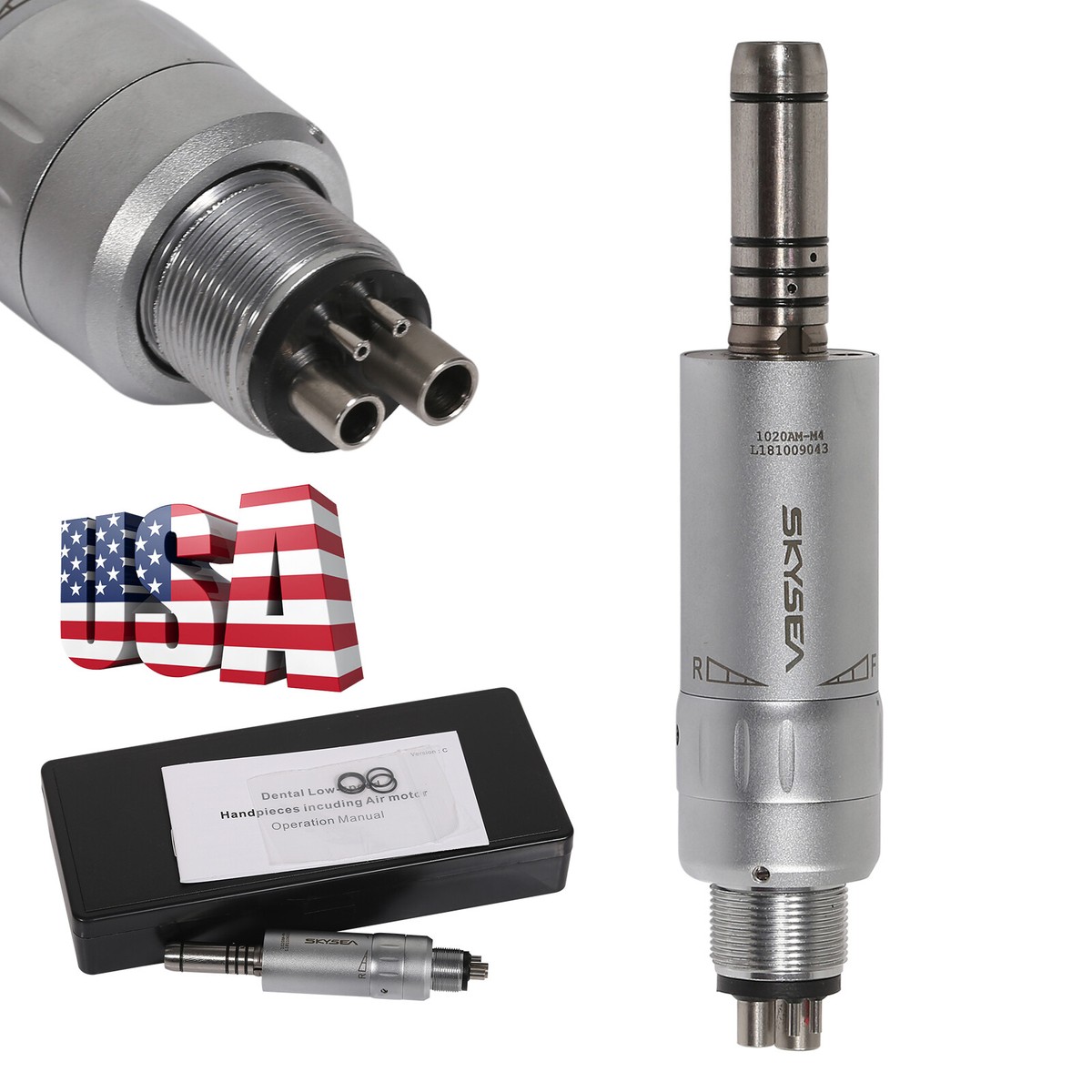 Dental Low Speed Air Motor Handpiece E-type 4Holes Midwest