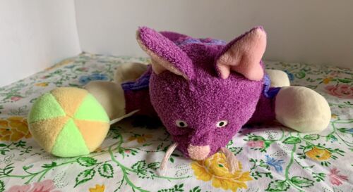 Baby Folkmanis Kitty W/ Ball Rattle Hand Puppet Purple Cat Plush Stuffed Soft 8” - Picture 1 of 11