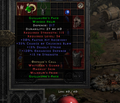 Diablo 2 Non LADDER  Guillaume's Face  G Face D2R - PC Xbox Softcore