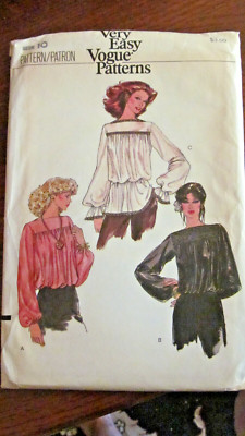 *Vogue 7206 3 Romantic Poet's Tops Size 10 Very Easy Sewing Pattern UC FF VTG