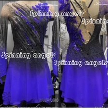 Ice Figure Skating Dress/Baton Twirling costume Outfit Custome blue dyeing