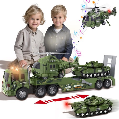 Military Combat Truck Helicopter Tank Toy Set Light & Sound Playset Kids Game - Picture 10 of 12