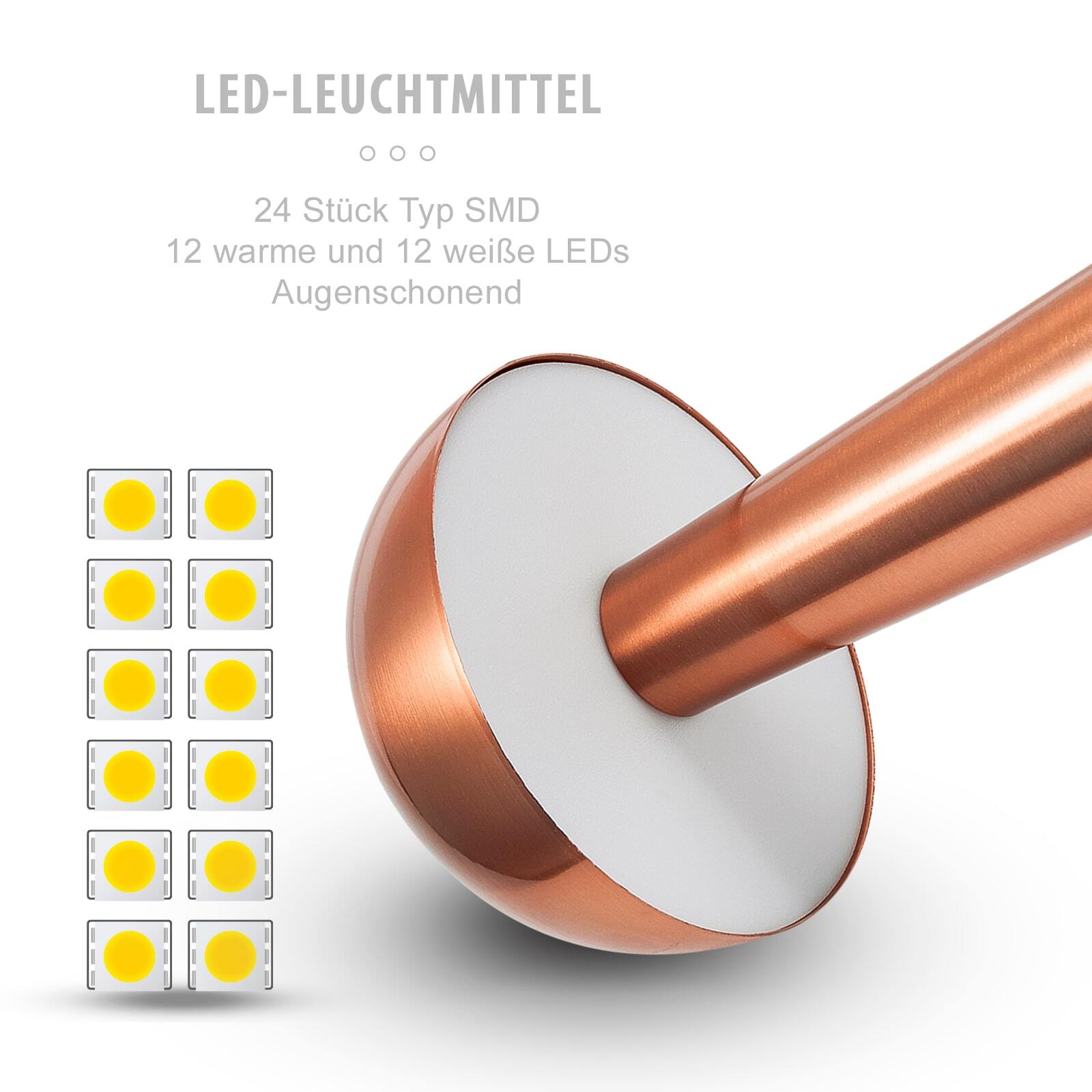 Dimmbare LED Tischlampe mit Pilz-Lampenschirm Touch-Leuchte Akku 