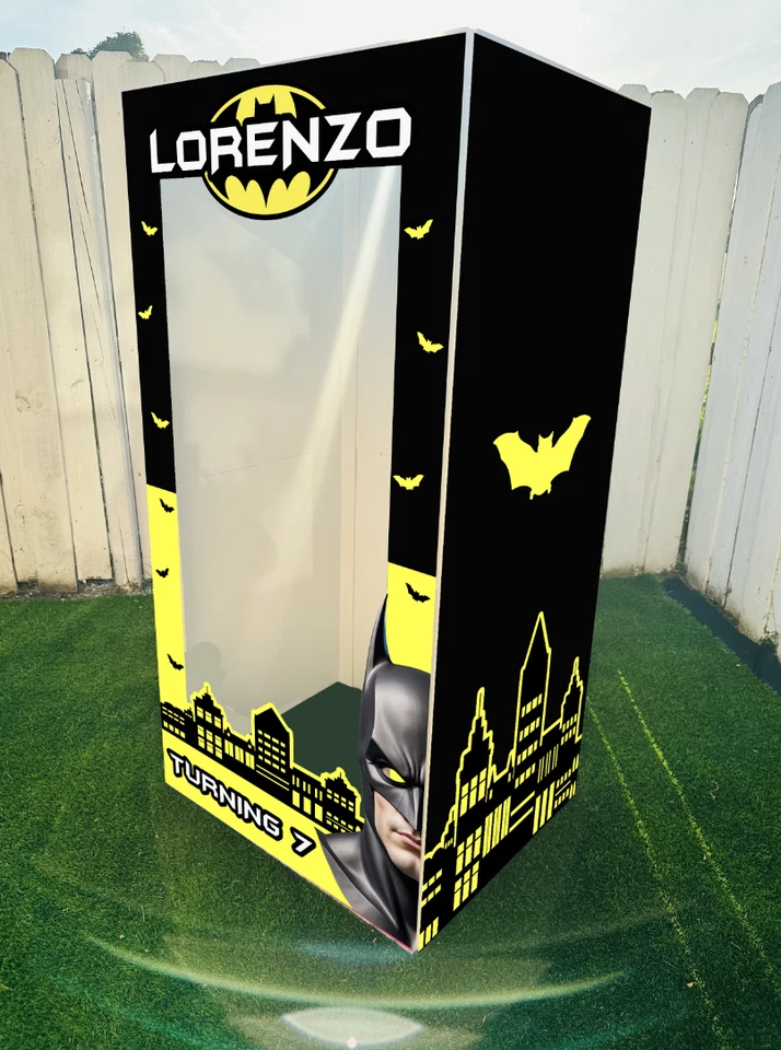 Cabina de fotos de inspiración Batman, caja de fotos de cumpleaños, utilería de Batman, fiesta de cumpleaños, Foto 2 de 4