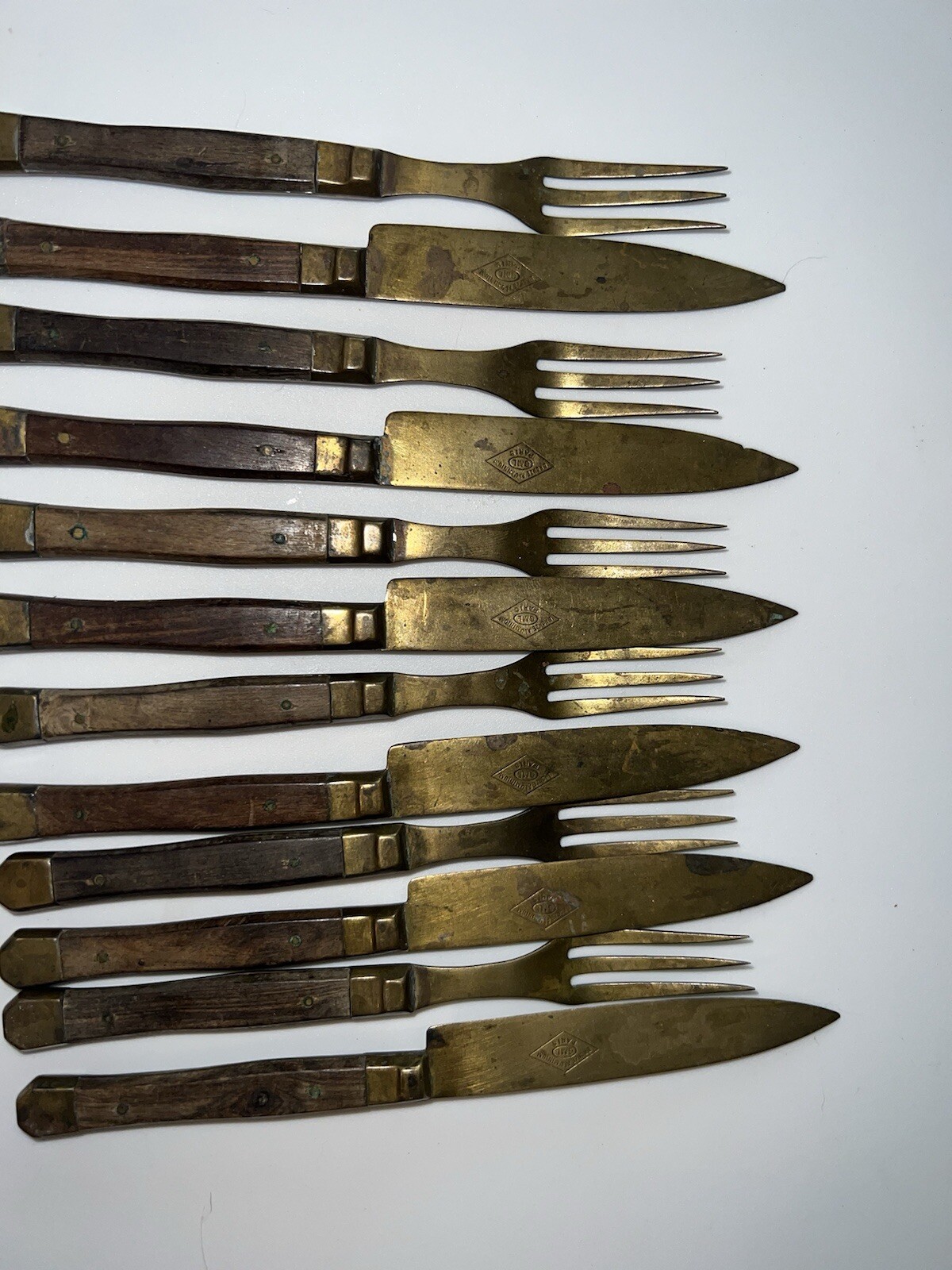 Set Of 12 (6 Knives, 6 3 Prong Forks) From Around The 1850’s. Made In Paris