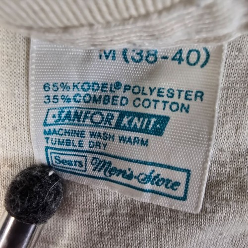 Distressed Vintage 1970s Sears Men's Store Blank Off-White Sheer T-Shirt (XXS) - Picture 6 of 13