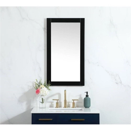 Elegant Decor Aqua 18x32" MDF Wood and Metal Vanity Mirror in Black - Picture 2 of 8