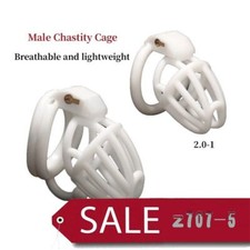 New Chastity Cage Male Anti-Cheating White Breathable Device with 4 Rings Lock