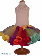 Girls Rainbow Tutu Skirt Tulle Fluffy Princess Dance Dress Party
