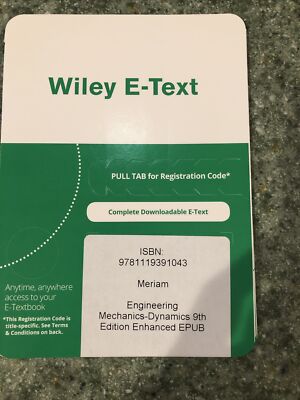 WileyPlus Access Code for Engineering Mechanics-Dynamics 9th Ed. EPUB, New