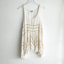 PLS READ Free People XS Voile Trapeze Slip Dress Ivory Cream Off White Tunic
