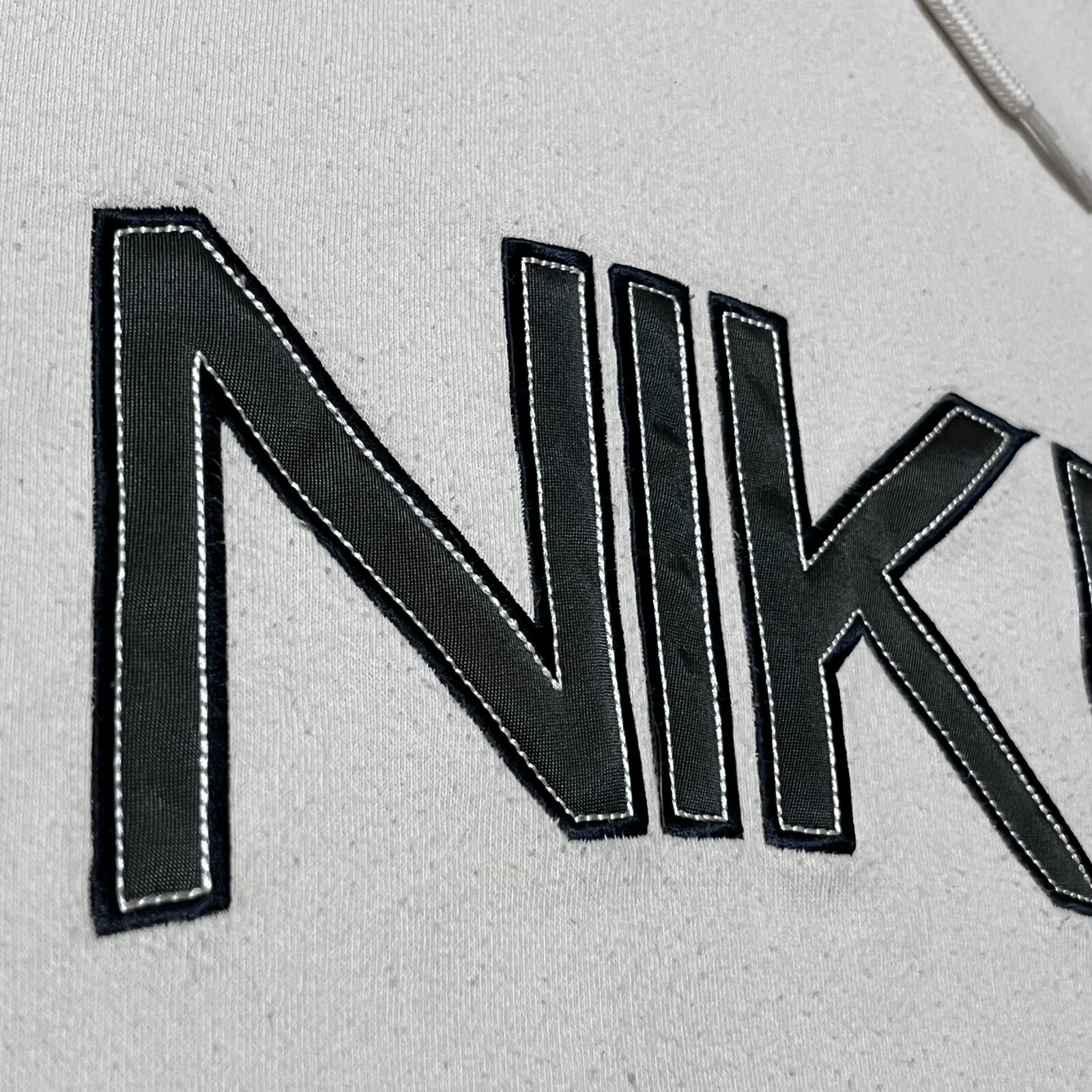 Vintage Nike Center Swoosh Hoodie Cream Brown Sweatshirt off-white Hip-Hop Rare image 6