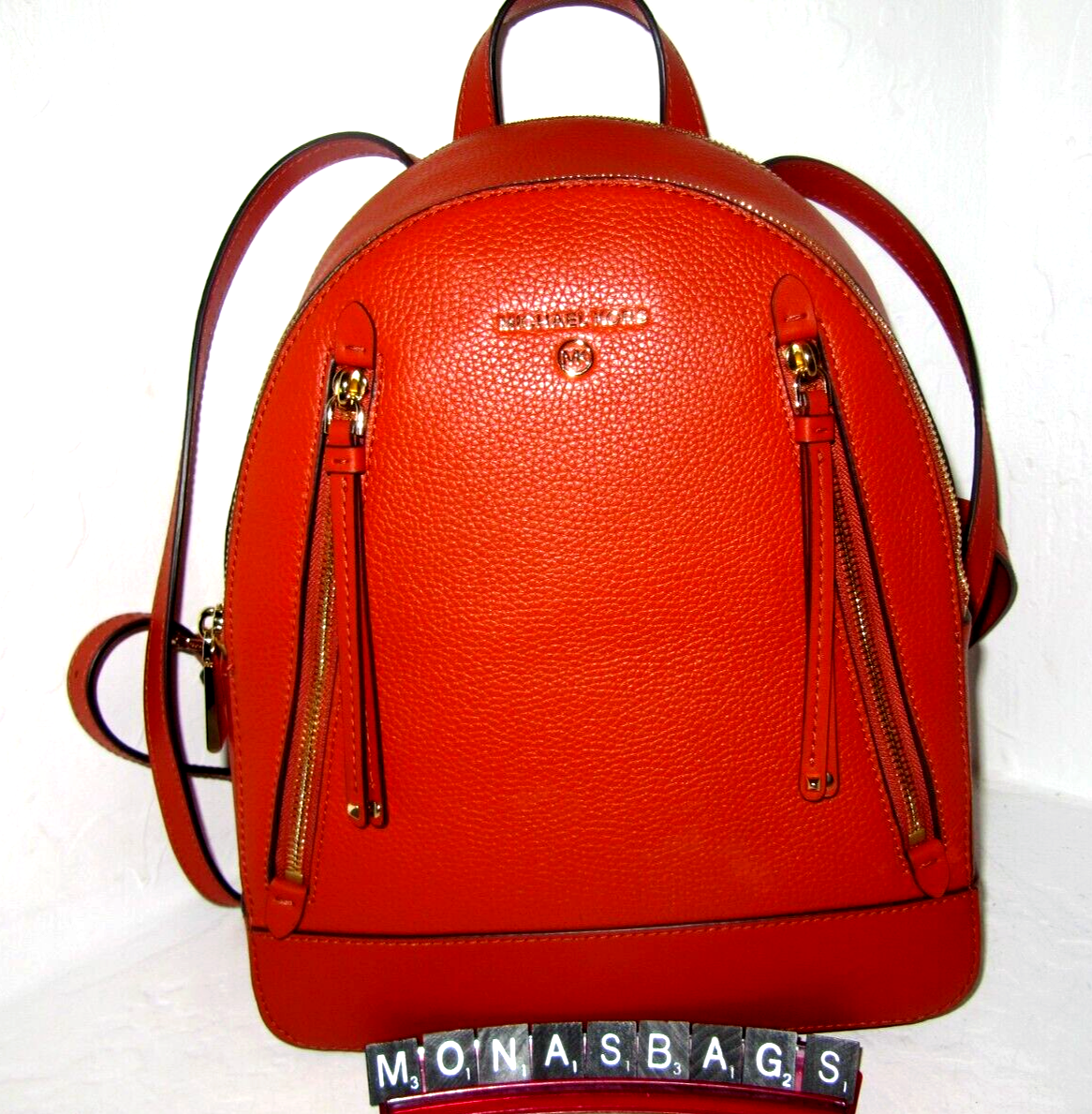 Michael Kors New Brooklyn Medium Backpack Deep Orange  display picture 2