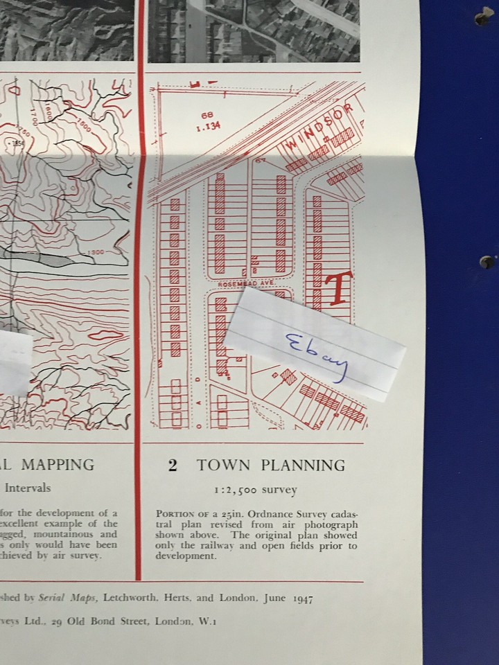 1947 Stereo Photography Example Modern Air Survey Chart 43cm x 27cm ...