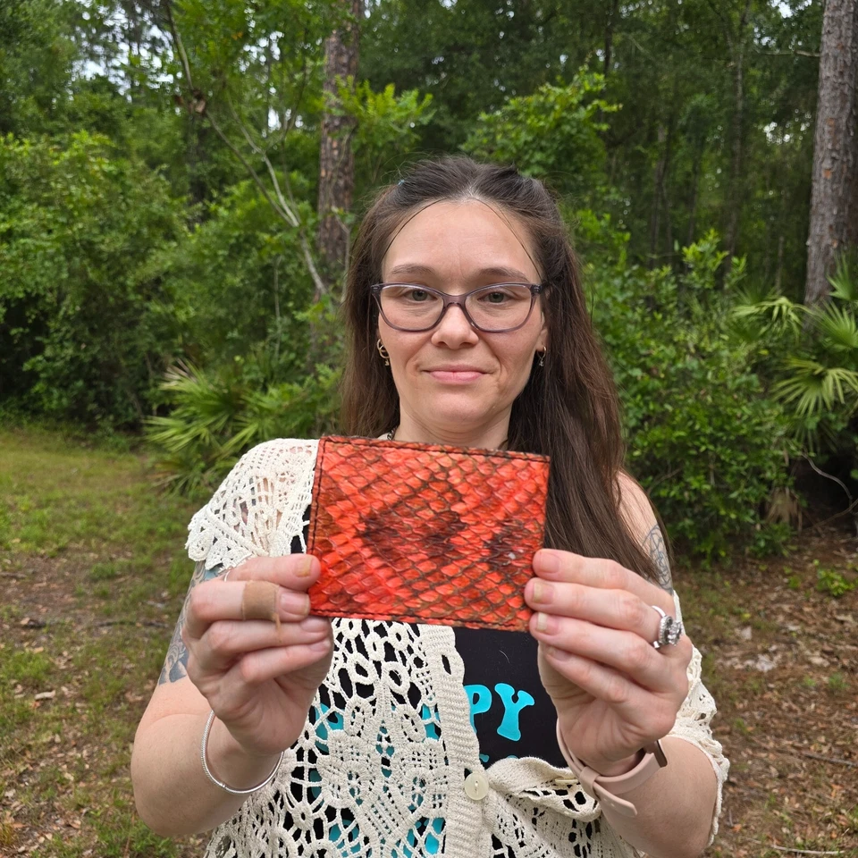 Cartera Serpiente de Cascabel Oriental Hombres Billetera Piel de Serpiente Interior Marrón Original Nueva Foto 3 de 4