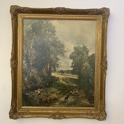 Antiker Vintage Rokoko Rahmen John Constable Druck �� ''Cornfield'' 76x56cm