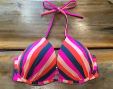Shade And Shore Tropics Lightly Lined Multicolor Stripe Bikini Top Size 36DD