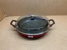 STAUB Cast Iron 3.5 qt Braiser with Glass Lid Dutch Oven - Cherry